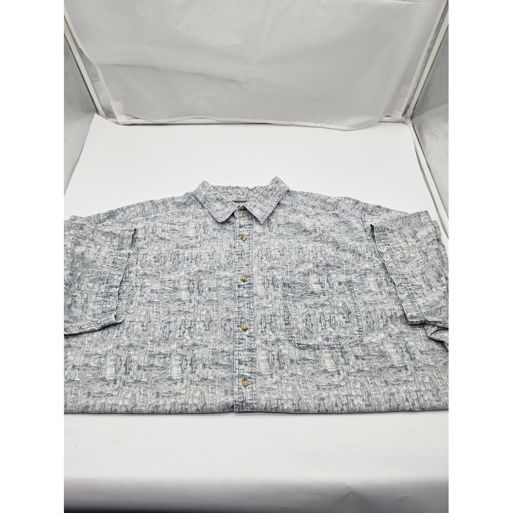 St. John's Bay Men's Short Sleeve Fish Camp 100 Cotton Shirt Size Xlarge Tall